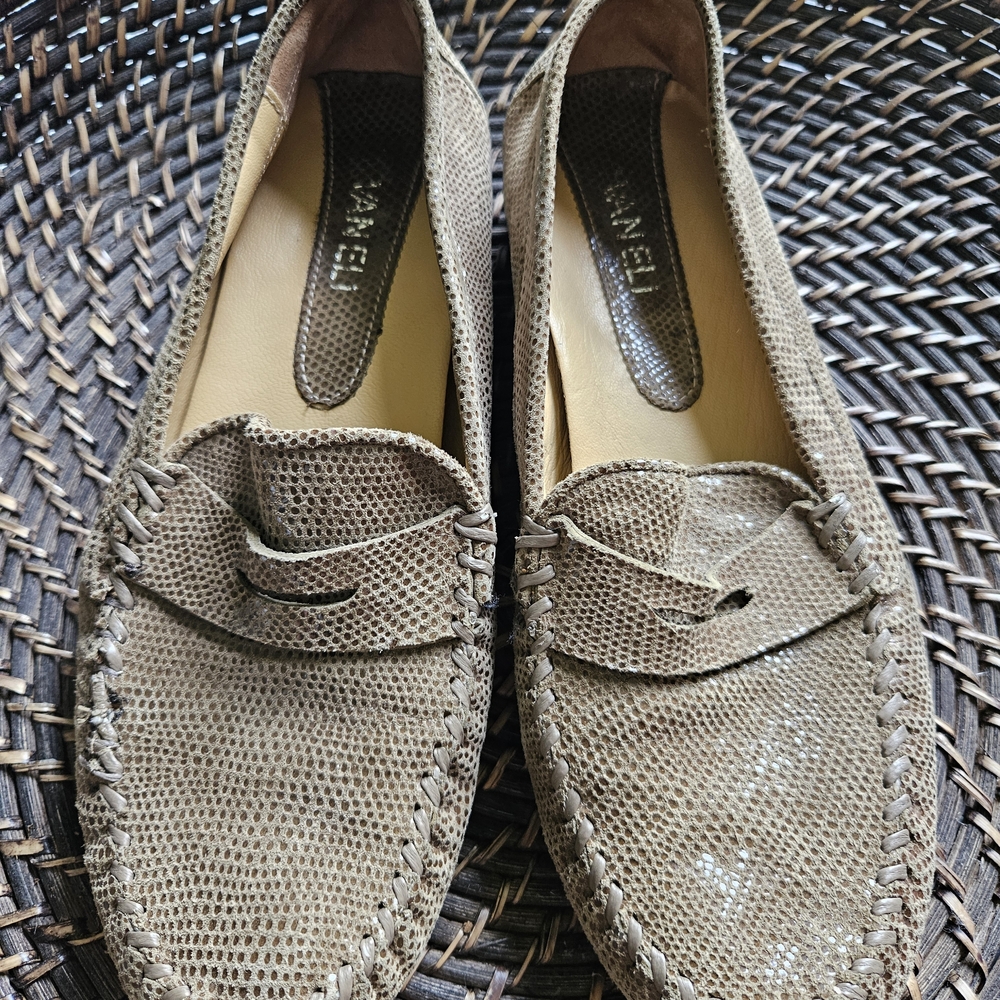Vaneli Beige Snakeskin Loafers